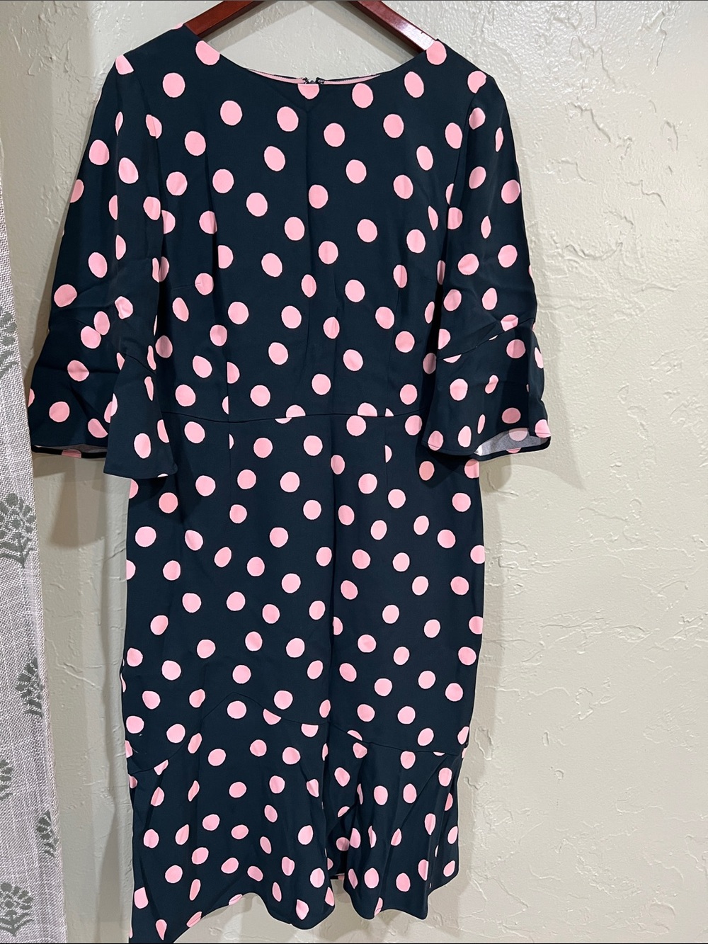 Boden Navy Dress with Pink Polka Dots